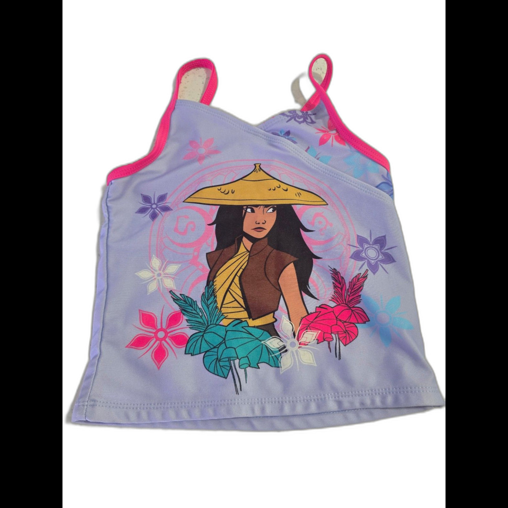 Disney Raya Swim Tankini Top Girls Size 5/6 Purple Pink